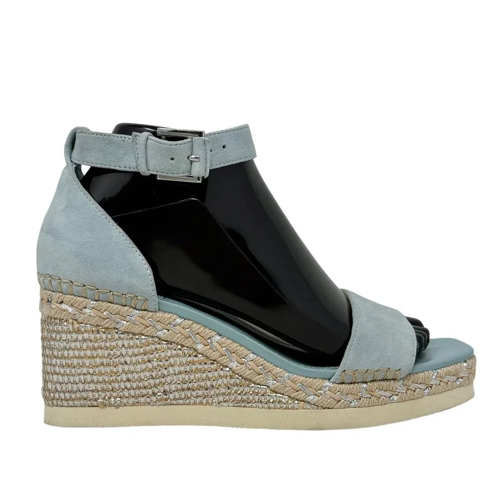Vince Camuto Jefannah‎ Powder Baby Blue Suede Wedge Sandals Espadrilles 7M READ